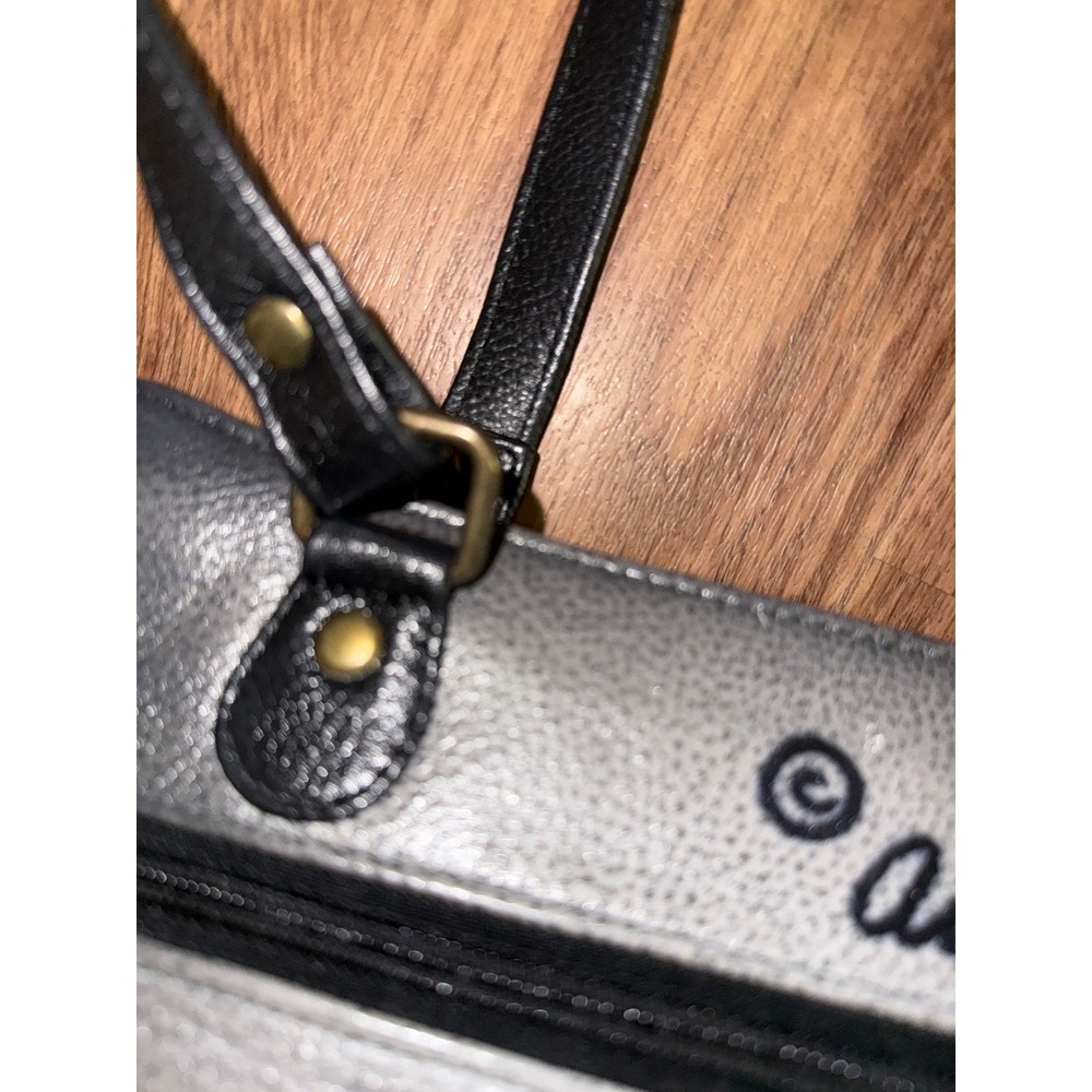Anna Hand Painted Leather Leopard Tote Bag Gray Blue Eyes Shoulder Bag Artisan - Picture 8 of 14